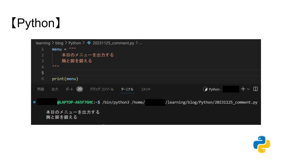 Python_コメント_書き方